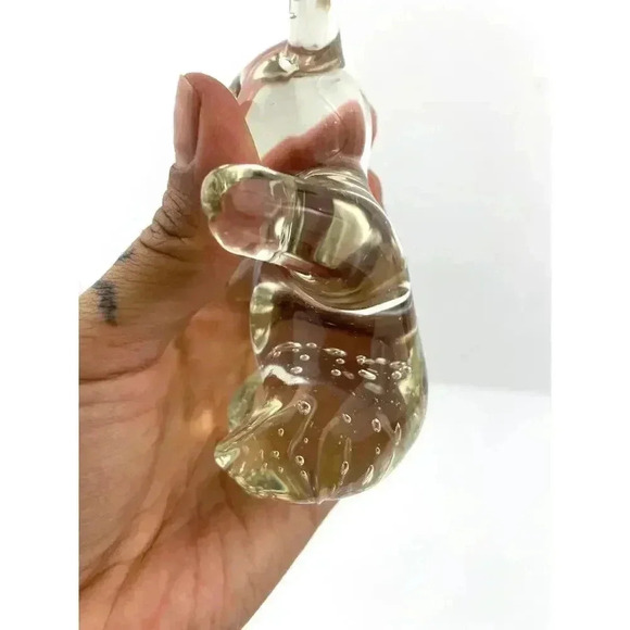 VTG Clear Crystal Glass Bear Controlled Bubbles Paperweight 8.4 Oz - Picture 11 of 13